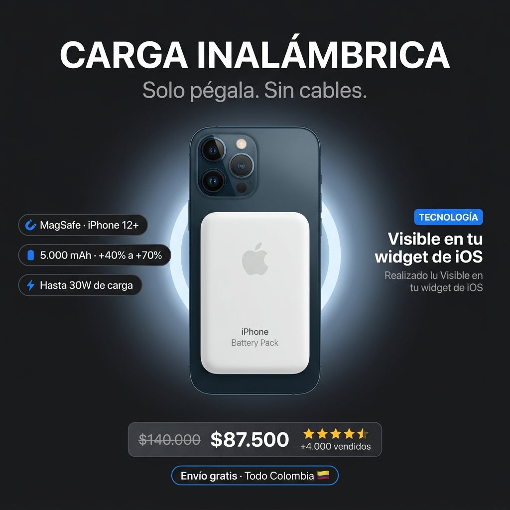 Power Bank 5000 Mah - Carga Inalámbrica Rápida al Instante